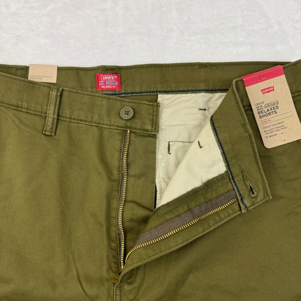 Levis XX Chino Relaxed Shorts Mens 42 Olive Green Stretch Twill 8 Inseam NEW NWT